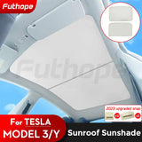 Futhope Upgrade Ice Cloth Buckle Sun Shades Glass Roof Sunshade For Tesla Model 3 Y 2021-2024 Front Rear Sunroof  Skylight