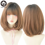 7JHH WIGS Black Short Bob Wig for Girl Daily Wear Synthetic Wig New Style Natural Supple Summer  Heatresistant Wig With Bangs