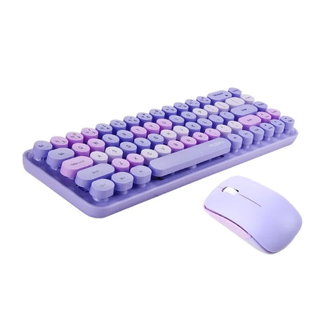 Colorful Wireless Keyboard and Mouse Ergonomic Small Size Typewriter Keyboard ＆ Mouse Combo for Windows 7/8/10 Laptop Desktop