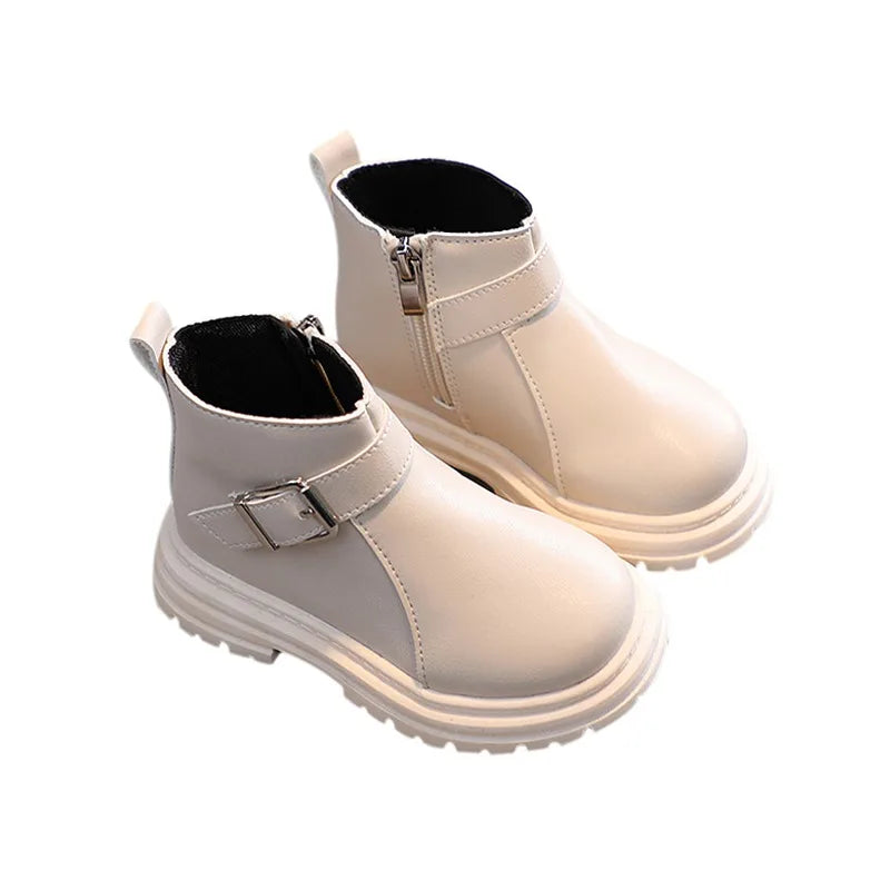 Autumn Winter Girls Children Boots Soft Rubber Bottom Newborn Boys Girls Sports Boots Leather Zipper Casual Warm Snow Shoes