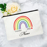 White Personalized Name Bag woman rainbow print Makeup Bag Storage Pouch Toiletries storage Cosmetic Pocket Gift for teachers