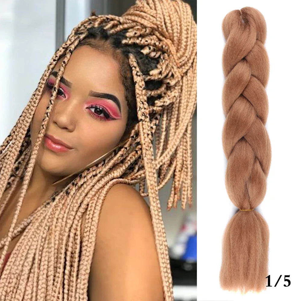 24Inch Synthetic Hair Extensions for Braids 100g/pc Jumbo Braiding Hair Kanekalon Colored Hair Pre Stretched Yaki Jumbo Braids