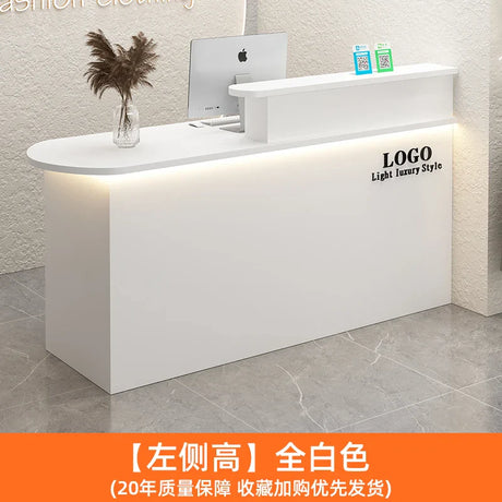 White Stylish Reception Desks Corner Light Bar Office Checkout Reception Desks Beauty Salon Mostrador Commercial Furniture