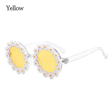 Fashion Retro Daisy Sunglasses for Women Round Flower Sun Glasses Trendy Summer Pool Beach Party Shades UV400 Eyewear