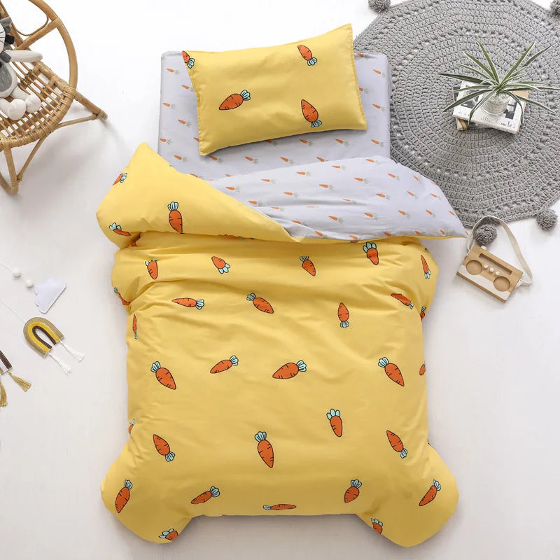 Children's Cotton Three-piece Set Kindergarten Nap Cartoon Bed Sheet Quilt Cover Cotton Bedding Kit Pillowcase CP27