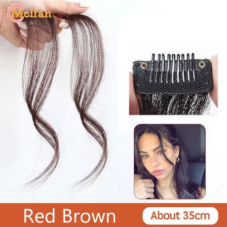 MEIFAN Middle Part Fake Bangs Fringe Synthetic Topper Hairpiece Clip-In Bang Extension Natural Invisible Clourse Hairpiece Women