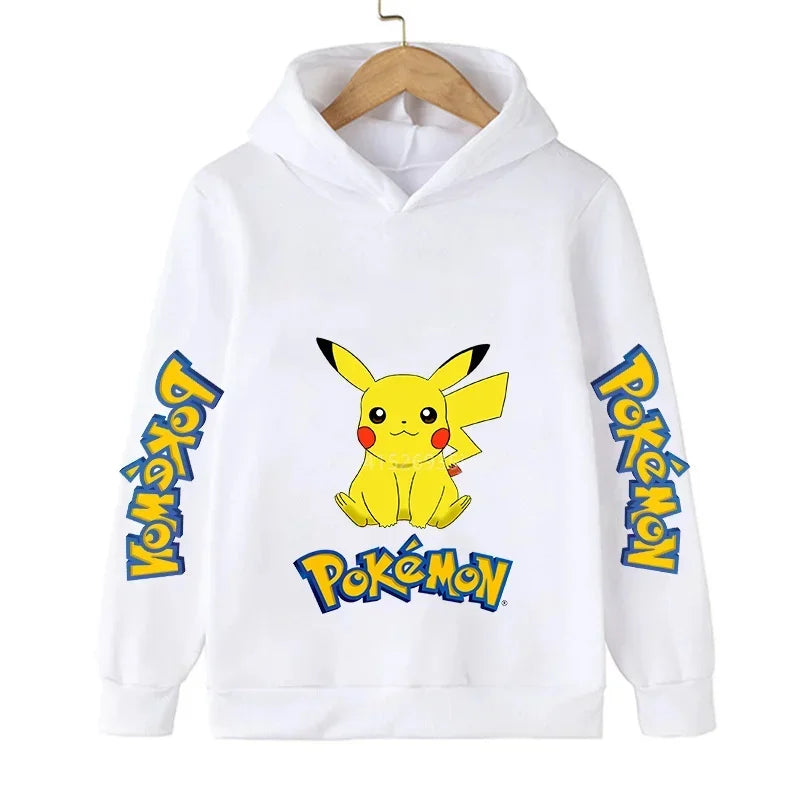 Pokemon Children Costume Spring Boy Hoodie Kids Clothes Funny Pikachu Pokemons Hoodies for Teen Girls 2-12y Baby Boys Sweatshirt