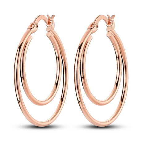 Rose Gold Hoop Earrings For Women 925 Silver Original Pave CZ Heart Ciecle Star Moon U Shape Earrings Luxury Wedding Jewelry