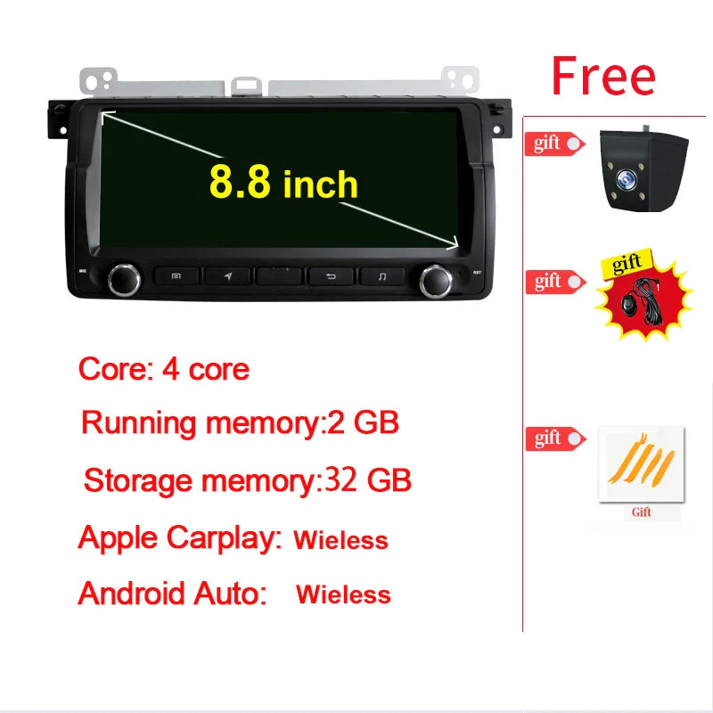 Factory Price Android12 Auto Bluetooth Speaker GPS Navigation Carplay Car Video Player For Bmw 3 Series E46 Car RadiosTereo