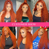 Orange Ginger Lace Front Wig Curly Human Hair Wigs For Women 30Inch Deep Wave Frontal Wig 13x4 13x6 HD Lace Front Human Hair Wig