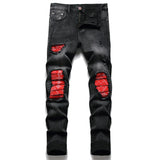 Dropshipping Fashion New Biker Jeans Men's Distressed Stretch Ripped  Hip Hop Slim Fit Holes Punk Denim Cotton Pants