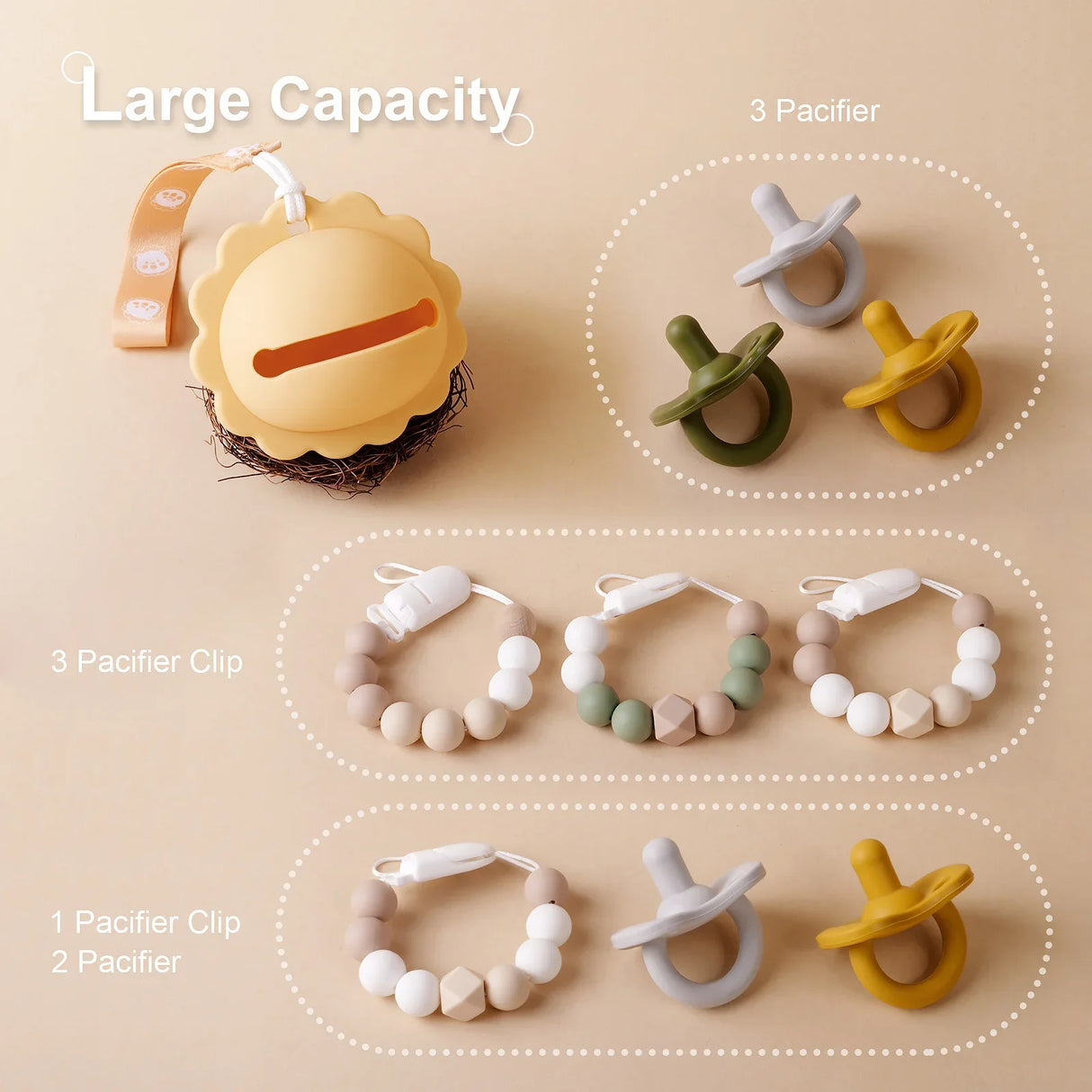 TYRY.HU 1pcs Baby Silicone Pacifier Holder Container Box Infant Cute Portable Soother Pacifier Chain Silicone Storage Box