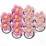 12Pcs/bag Girls Elastic Flower Hair Bands Sweet Hair Ties Children Ponytail Holder Rubber Band Headband Kids Hair Accessories