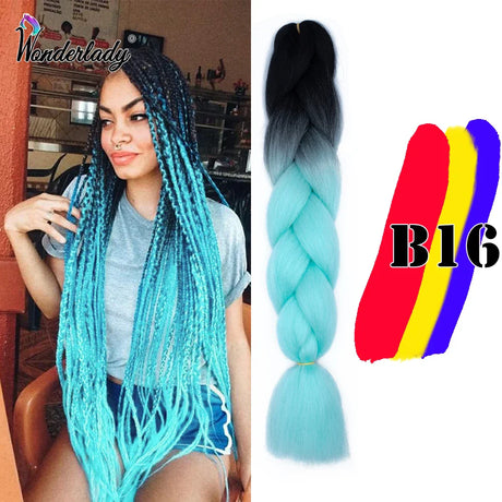 WonderLady 255 Color Long Colored Braiding Hair Jumbo Braids DIY Hairstyle Ombre Synthetic Hair Extensions For Women Braiding