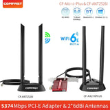 5374Mbps WiFi 6E Adapter wireless PCI-E Bluetooth 5.2 Tri-Band Network Wifi PCIe Card Adapter Antenna 2.4G/5G/6G 802.11ax For PC