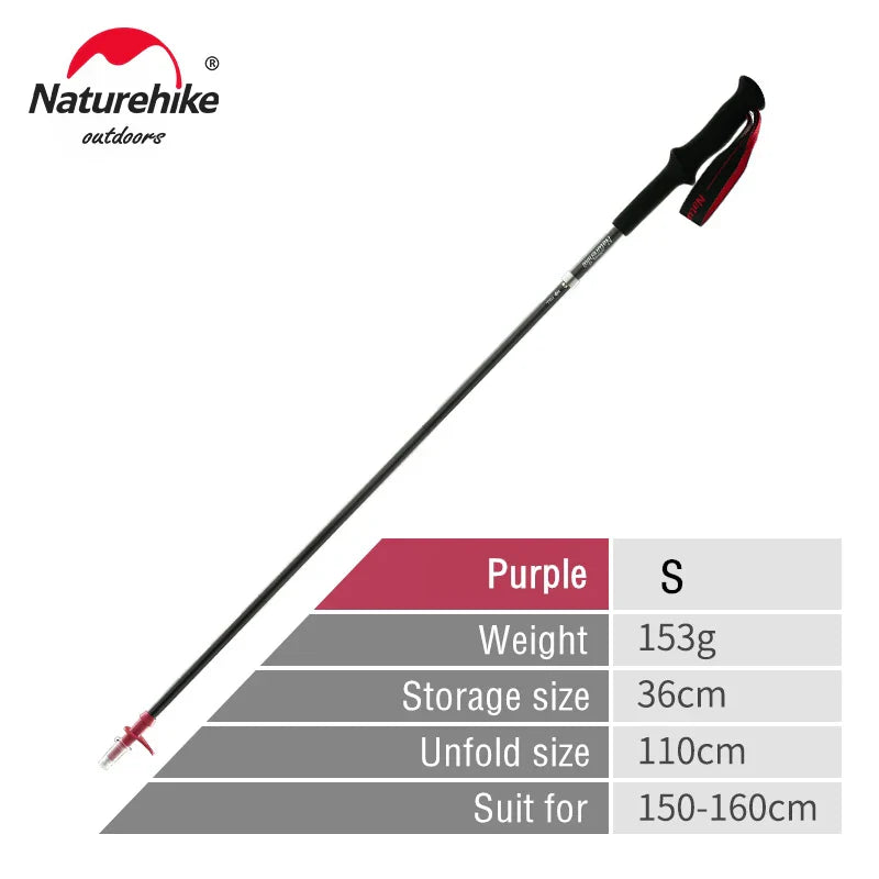 Naturehike ST08 Walking Sticks Ultralight 4-sections Foldable Adjustable Trekking Poles Carbon Fiber Outdoor Camping Hiking Tool