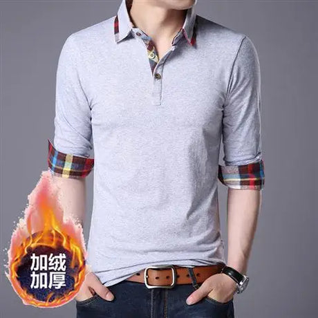 Korean Fashion Men Long Sleeve Polo Shirts Spring Autumn New T-shirt Loose Versatile Male Clothes Business Casual Cotton Tops