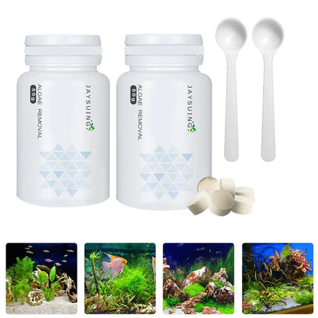 2 Bottle Removing Moss and Algae Tablets Fish Tank Cleaner Algaecide Aquarium Purification Detergent Algin Removal