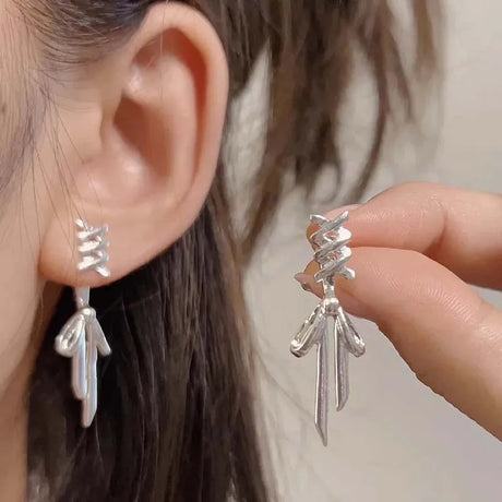 Fashion Metal U Shape Tassel Chain Earrings For Women Elegant Silver Color Multi Layer Geometric Personality Earrings Jewelry