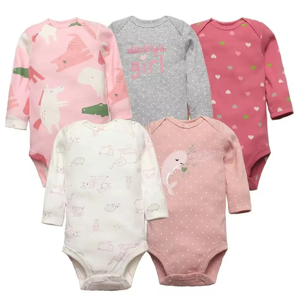 3-5 PCS/LOT Soft Cotton Baby Bodysuits Long Sleeve Newborn Baby Clothing Set Christmas Baby Girls Boys Clothes Infant Jumpsuit