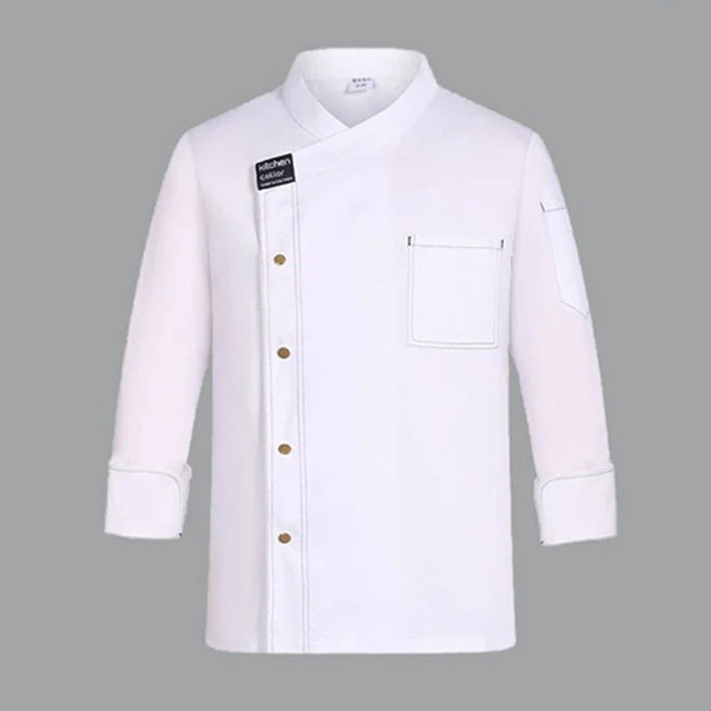 black chef uniform Chef Jacket long Sleeve Cook Coat Chef T-shirt Baker Work Uniform Waiter Restaurant Hotel Clothes women Logo