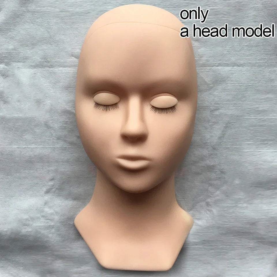 Mannequin Head for Eyelashes Handmade Practice Silicone Lash Mannequin Head Lashes Extension Practicing Dummy Training Mannequin