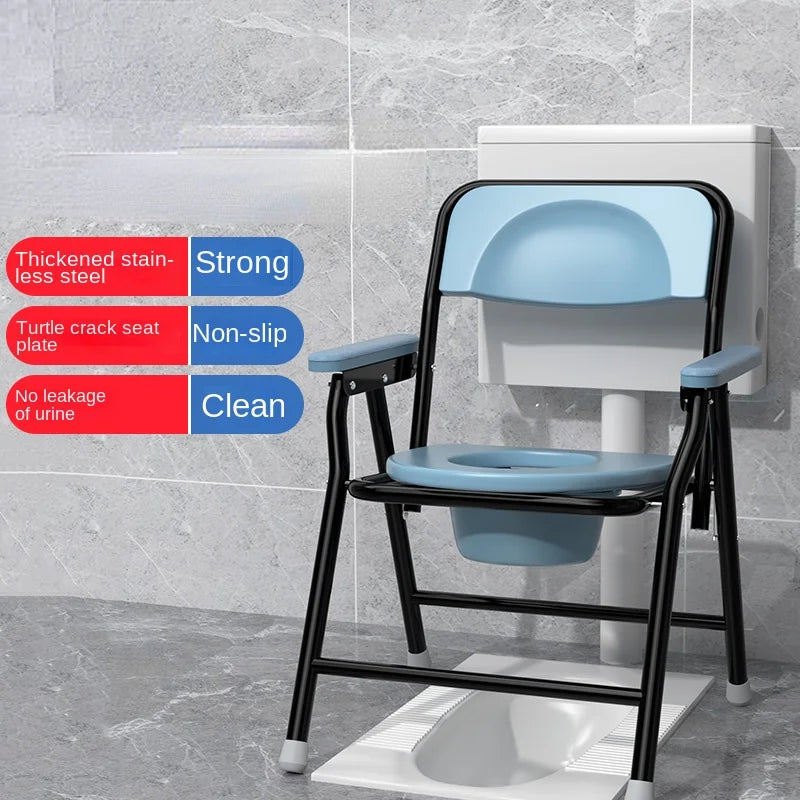 Non-Slip Stable Elderly Toilet Chair - Easy Installation  Foldable  Portable Toilet Seat for Pregnant Women Mobility Aids