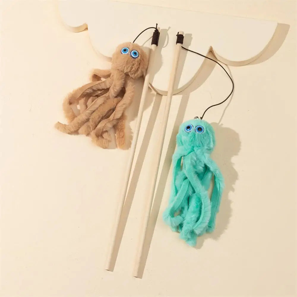 Octopus Plush Cat Stick Funny Pet Cat Toys Interactive Playing Toy For Cats Teaser Kitten Rod Wand Pet Accessories