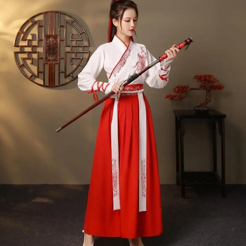 Martial Arts Style Chinese Traditional Costume Improved Hanfu  Women Man Couple Clothing ханьфу Vestidos Para Mujer Hmong Kimono