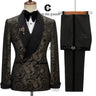 Cenne Des Graoom 2023 Elegant Men's Suit for Wedding Tuxedo Double Breasted Black Paisley Jacket Velvet Lapel Pants 2 Pcs Set