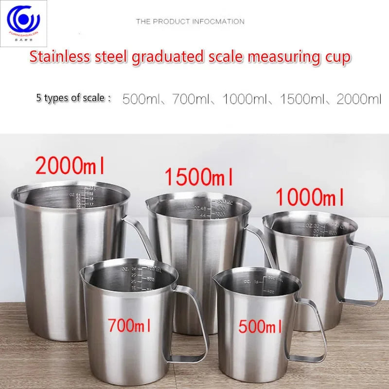 Cup Polishing 500ml Metal 2000ml 5 Sizes 1500ml Measuring Cups Jugs Coffeeware Teaware New Product