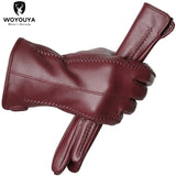 Touch Screen leather gloves,high-end leather gloves women,Genuine Leather winter gloves,Keep warm women's leather gloves-2226