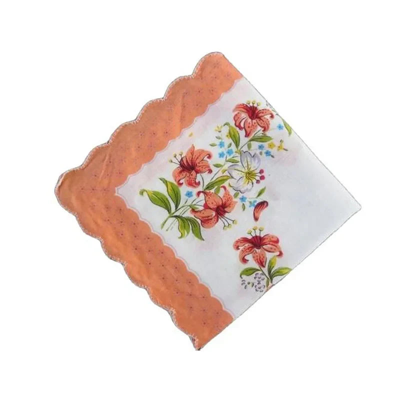 10pcs/lot Vintage white Ladies lace Handkerchief Cotton Flowers Women men children print square face hand towels wedding Gifts