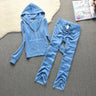 Spring / Fall Women'S Brand Velvet Fabric Tracksuits Velour Suit Women Track Suit Hoodies And Flare Pants