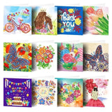 AZQSD Diamond Painting Greeting Card Blessing Christmas 6/8/12pcs Happy Birthday Animal Flower Landscape Envelope Postcard