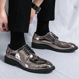 2023 Casual Leather Shoes Men superstar Brogues formal leather shoes oxford gold shoes lace-up hombres silver large size 46 ghn