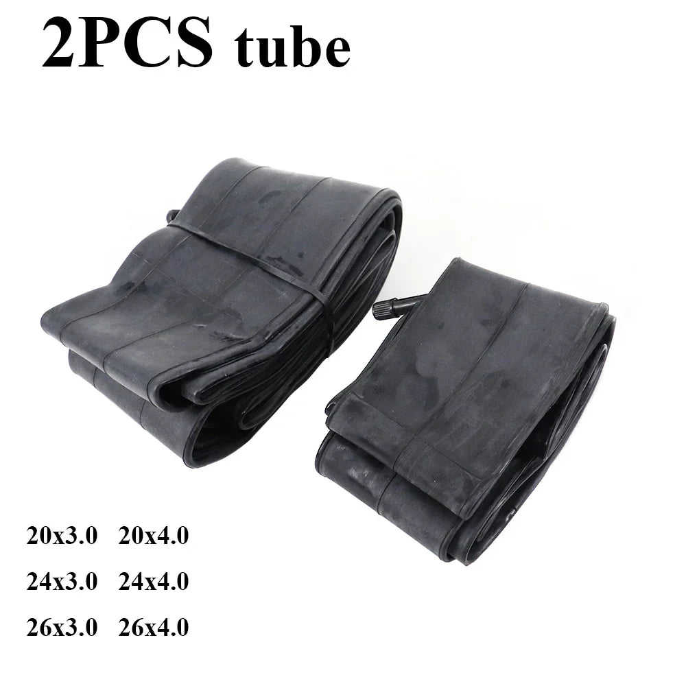 2PCS Beach Bicycle Tube 20 X 3.0 20x4.0 24x3.0 24x4.0 Bike Inner Tube For Snowmobiles Bicycles ATVs Black Tyre 20/24/26 Inch