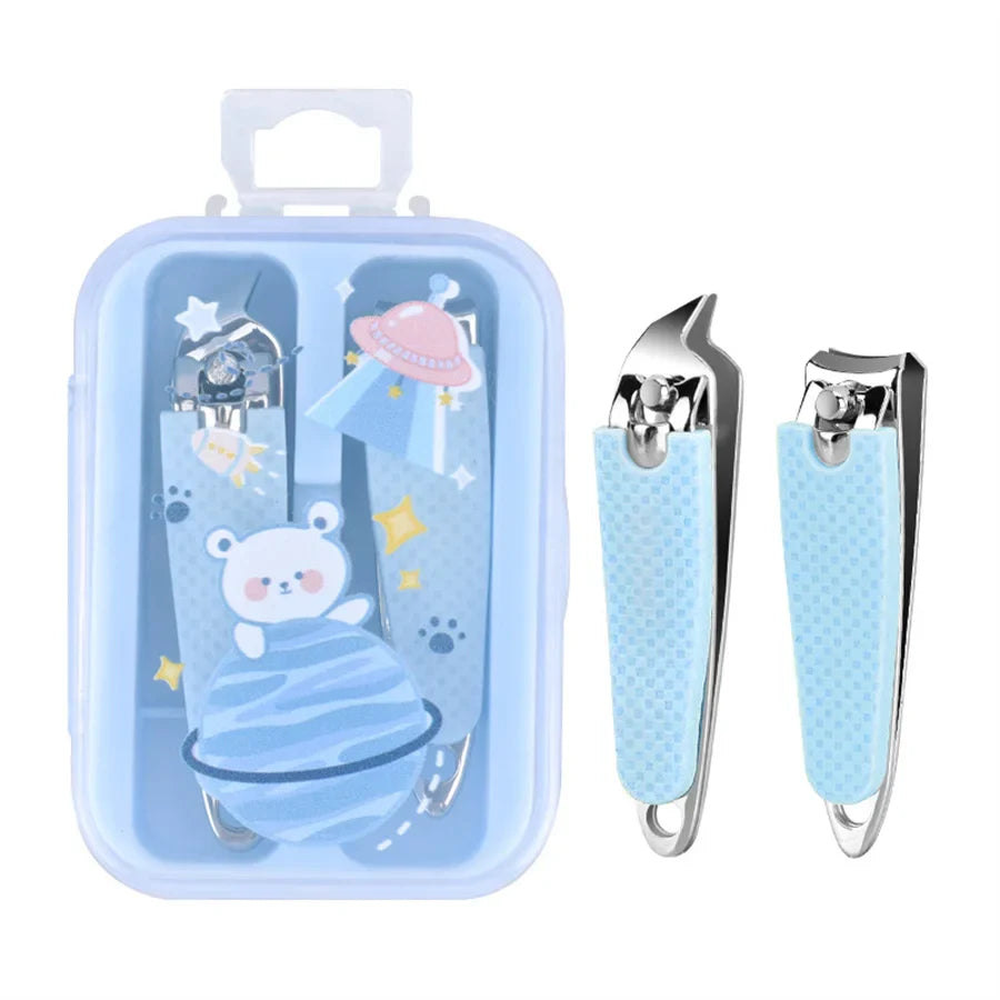 Christmas Gift Flat Mouth Skew Mouth Nail Scissors Cartoon Transparent Plastic Box Manicure Set Tools for Foot Trimming