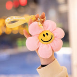 15cm Smiling Sunflower Plush Pendant Colorful Plant Flower Keyring Keychain Key Chain Stuffed Small Plushie Fashion Accessory