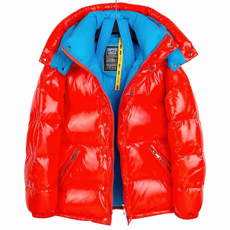 High Quality Short Down Jacket For Men Women Fashion Bright Hooded -30 Degrees Warm Puffer Jacket Couples Winter Coats 2023 New