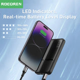 Rocoren Power Bank 10000mAh Portable Charger External Battery PoverBank 10000 Fast Charging Powerbank For iPhone Xiaomi mi POCO