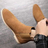 Men's Retro Suede Genuine Leather Chelsea Boots Men Fashion Ankle Boot Mens Casual British Style Short Boots High-Top Shoes