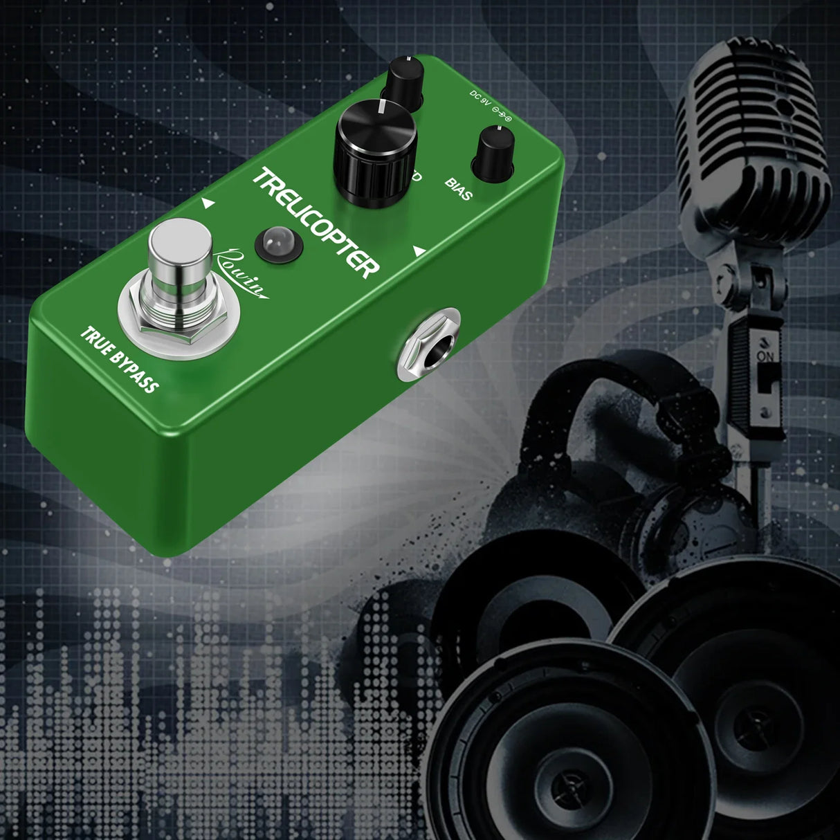 Rowin Guitar Tremolo Effects Pedal Guitar Trelicopter Pedals Classic Optical Tremolo Tone Mini Size With True Bypass LEF-327