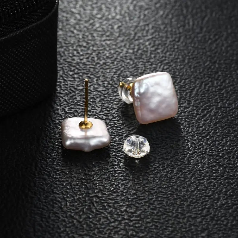 Baroque Natural Freshwater Pearls Square Shape and Multiple Styles Stud Earrings 925 Sterling Silver Fashion Jewelry for Women