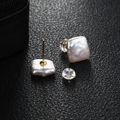 Baroque Natural Freshwater Pearls Square Shape and Multiple Styles Stud Earrings 925 Sterling Silver Fashion Jewelry for Women