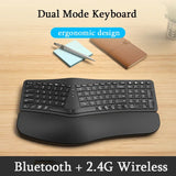 Bluetooth Wireless Ergonomic Split Keyboard and Vertical Mouse Combo Adjustable Palm Rest Membrane Low Profile Keys Keyboard