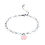 Heart Pendant Stainless Steel Bracelet Women Fashion 316L Bracelets With Beads Exquisite Natural Stone Chain Bracelets For Women