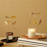 Gold Romantic Rotating Spinning Candle Holder Wedding Party Home Decoration Metal Tealight Candlestick