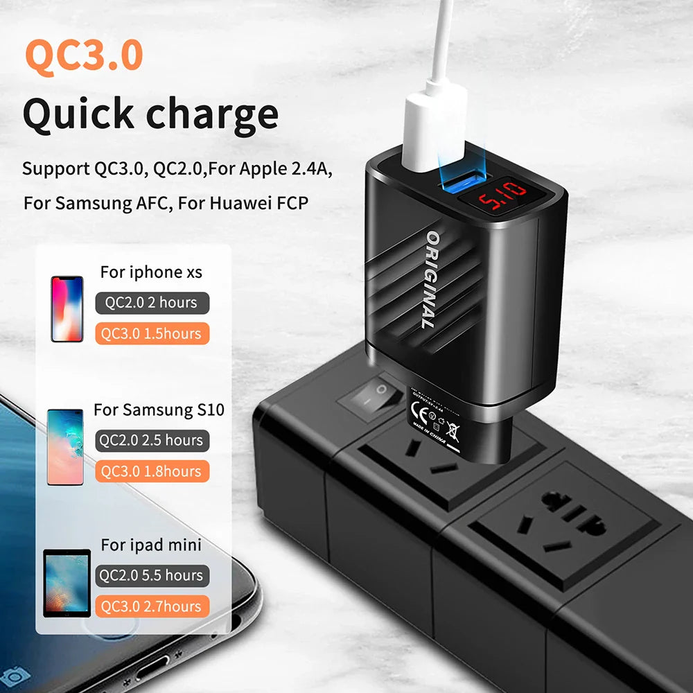 Dual USB Charger 20W Mobile Phone Charger Fast Charging For Samsung iPhone 13 12  Huawei Xiaomi QC3.0 USB C Charger Wall Adapter