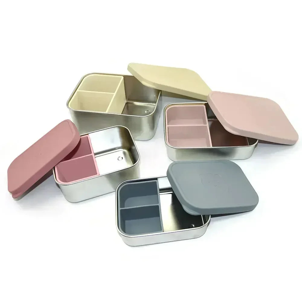 Bpa Free Lunch Box Stainless Steel White Silicone Lid Customized Kids Stainless Steel Lunch Box